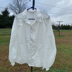 Vintage Cricket Lane Made in USA White Button Down Shirt with Diamond print L